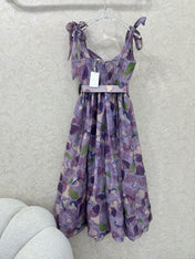 ZIMMERMANN LONG HERRINGBONE DRESS IN PLUM PURPLE 269379