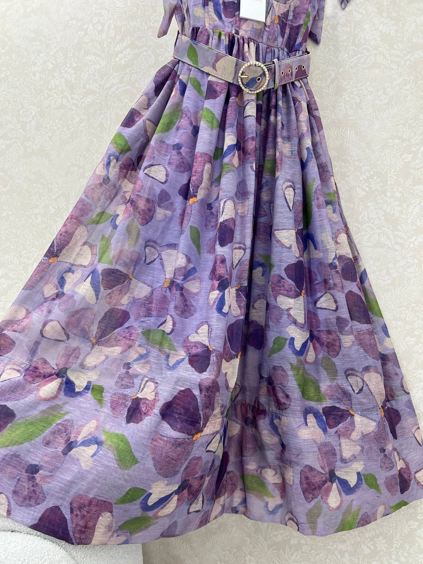 ZIMMERMANN LONG HERRINGBONE DRESS IN PLUM PURPLE 269379