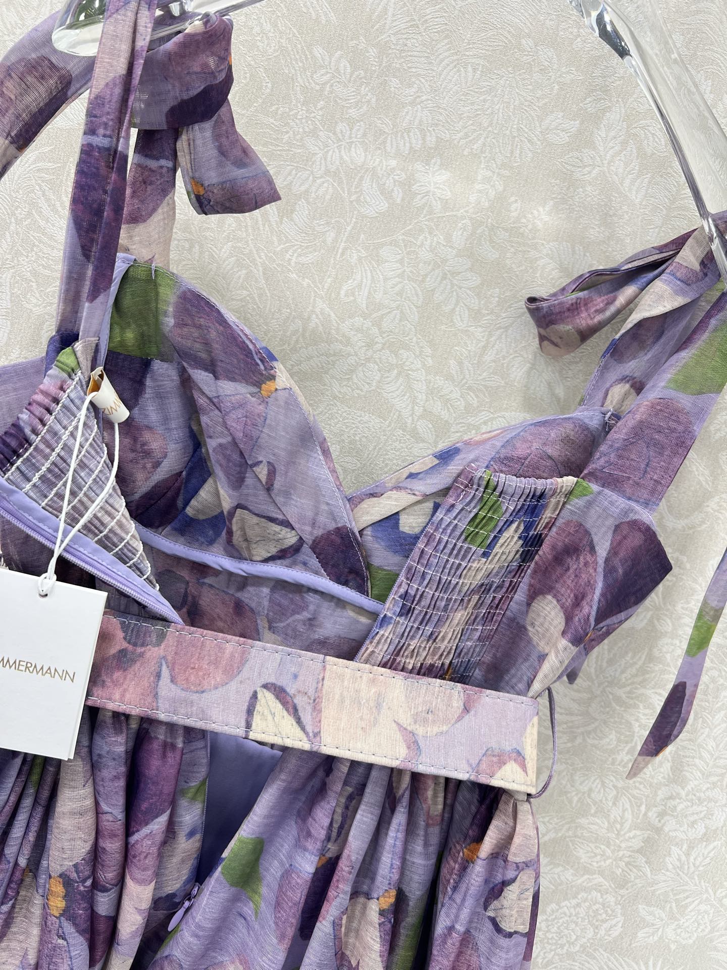 ZIMMERMANN LONG HERRINGBONE DRESS IN PLUM PURPLE 269379