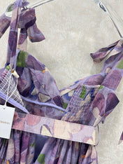 ZIMMERMANN SHORT HERRINGBONE DRESS IN PLUM PURPLE 269377