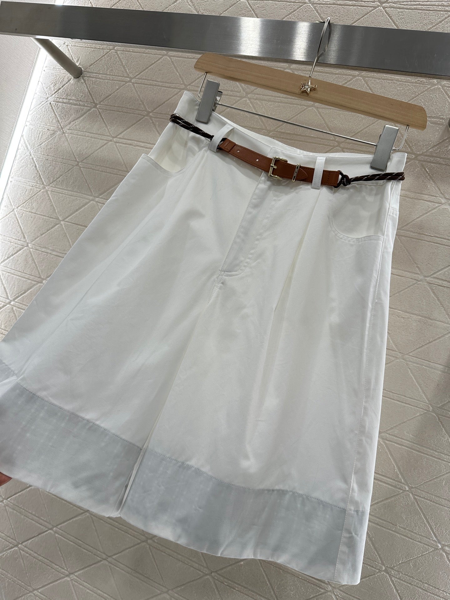 MIUMIU HIGH-WAISTED PLAID BERMUDA SHORTS 276622