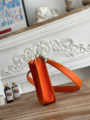 MINI NEO 17 EVELYNE BAG IN FIRE ORANGE CANVAS AND CALFSKIN