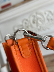 MINI NEO 17 EVELYNE BAG IN FIRE ORANGE CANVAS AND CALFSKIN