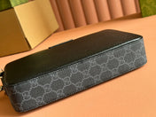 SMALL CROSSBODY BAG 24 WITH TAG IN BLACK CALFSKIN AND CANVAS TRIM