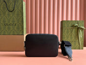 SMALL CROSSBODY BAG 24 WITH TAG IN BLACK CALFSKIN AND CANVAS TRIM