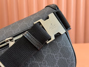 OPHIDIA BELT BAG 28 IN DARK GREY GG CALFSKIN