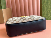 MARMONT MEDIUM SHOULDER BAG 24 IN BEIGE AND BROWN GG CANVAS BLACK CALFSKIN