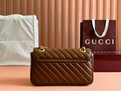 MARMONT MEDIUM SHOULDER BAG  26 IN BROWN MATELASSE CHEVRON LAMBSKIN