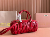 ARCADIE MATELASSÉ BAG 27 IN CERISE RED CALFSKIN GOLD HARDWARE