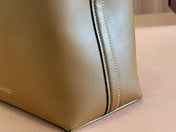 EMBLEM SMALL BUCKET BAG 19 IN BROWN SMOOTH CALFSKIN