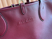 MEDIUM TOTISSIMA REVERSIBLE TOTE BAG 30 IN ROSSO ANCORA RED CALFSKIN BEIGE AND BROWN GG CANVAS ON SIDE