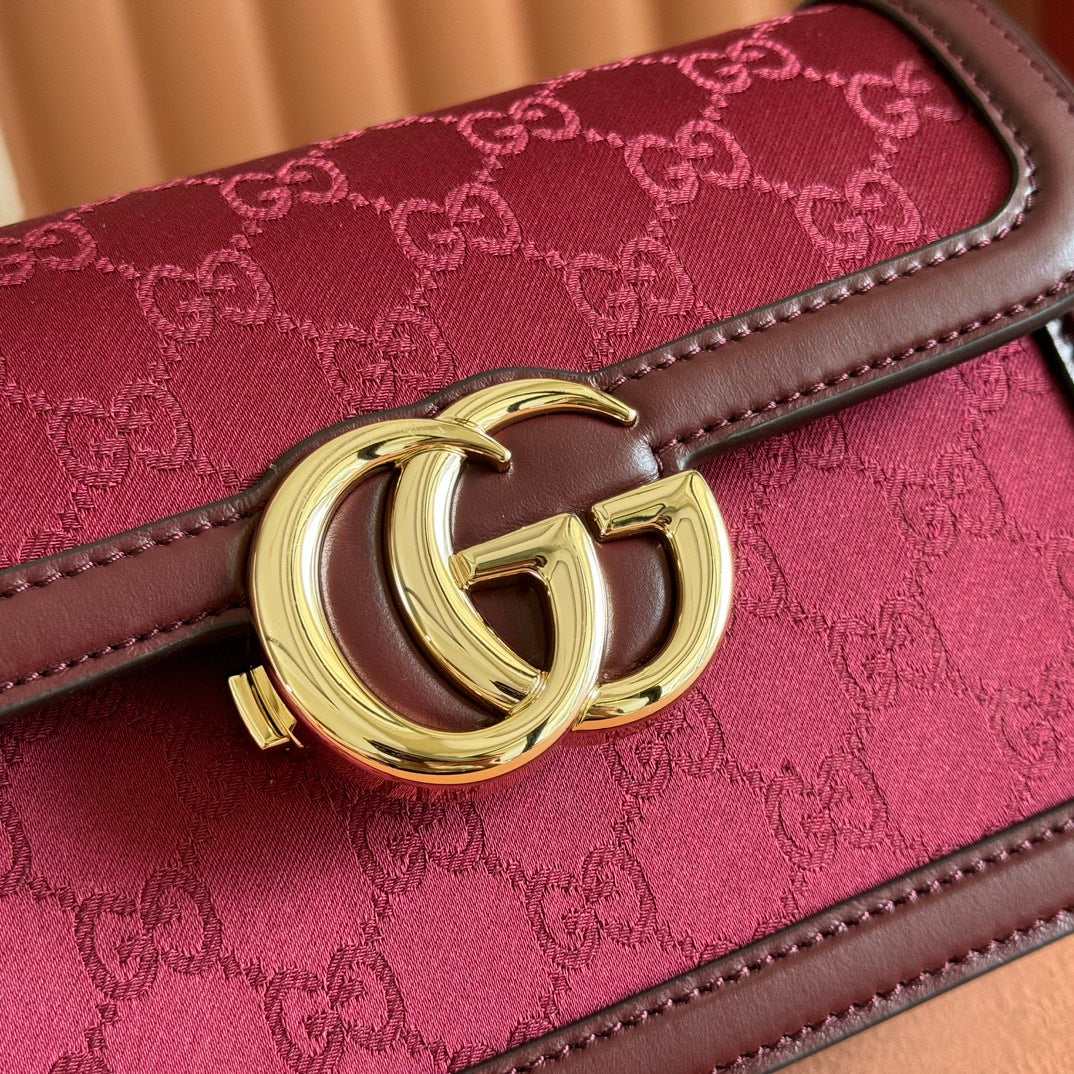 GO SMALL SHOULDER BAG 21.5 IN ROSSO ANCORA RED GG CANVAS