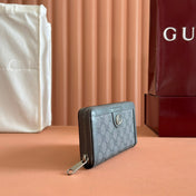 OPHIDIA ZIP AROUND WALLET 19 IN DARK GREY COATED FABRIC AND CALFSKIN