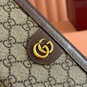 OPHIDIA CARD CASE 19 IN BEIGE BROWN COATED FABRIC AND CALFSKIN