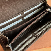 OPHIDIA WALLET ON CHAIN 19 IN BEIGE AND DARK BROWN COATED FABRIC AND BROWN CALFSKIN TRIM