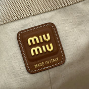 BUCKET BAG 29 BEIGE AND BRANDY IN CANVAS