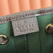 GUCCI 25S OPHIDIA SMALL BUCKET BAG 22 IN BEIGE CANVAS AND BROWN CALFSKIN