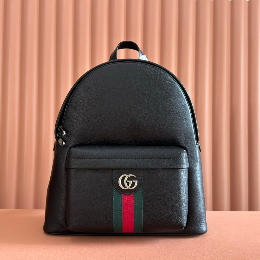 GUCCI 25S OPHIDIA MEDIUM BACKPACK 41 BLACK IN CALFSKIN