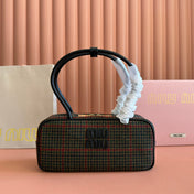 MIUMIU 26S BEAU CANVAS BAG 28 IN MULTICOLOR WOOL AND BLACK CALFSKIN