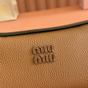 MIUMIU 26S POUCH BAG 18 IN DARK BROWN CALFSKIN GOLD HARDWARE