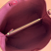 GUCCI 26S GG EMBLEM BUCKET BAG 25 IN DARK RED COATED FABRIC