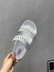 ALAIA DOUBLE-STRAP SANDALS 25S IN WHITE CALFSKIN