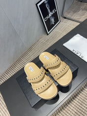 ALAIA DOUBLE-STRAP SANDALS 25S IN BEIGE CALFSKIN