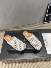 ALAIA WOVEN FLAT SHOES IN WHITE CALFSKIN STYLE 4