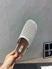 ALAIA WOVEN FLAT SHOES IN WHITE CALFSKIN STYLE 4