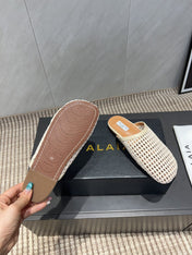 ALAIA WOVEN FLAT SHOES IN CREAM WHITE CALFSKIN STYLE 3