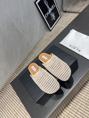 ALAIA WOVEN FLAT SHOES IN CREAM WHITE CALFSKIN STYLE 3