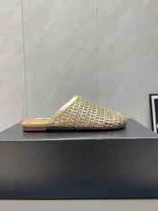 ALAIA WOVEN FLAT SHOES IN GOLD CALFSKIN STYLE 2