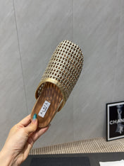 ALAIA WOVEN FLAT SHOES IN GOLD CALFSKIN STYLE 2