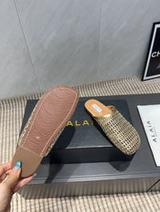 ALAIA WOVEN FLAT SHOES IN GOLD CALFSKIN STYLE 2