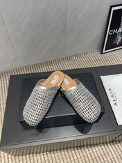 ALAIA WOVEN FLAT SHOES IN SILVER CALFSKIN STYLE 1