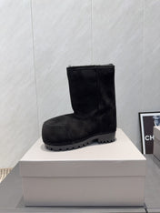 BALENCIAGA 25S LOW ANKLE BOOTS PLATFORM HEEL IN BLACK SUEDE STYLE 9