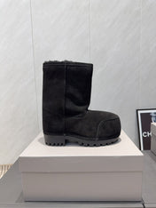 BALENCIAGA 25S LOW ANKLE BOOTS PLATFORM HEEL IN BLACK SUEDE STYLE 9