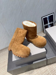 BALENCIAGA 25S LOW ANKLE BOOTS PLATFORM HEEL IN BROWN SUEDE STYLE 7