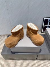 BALENCIAGA 25S LOW ANKLE BOOTS PLATFORM HEEL IN BROWN SUEDE STYLE 6