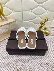 ALAIA BREATHABLE FLAT-TOE MULES 25S IN WHITE CALFSKIN