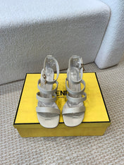 FENDI HIGH SANDAL 10 CM IN BEIGE CALFSKIN