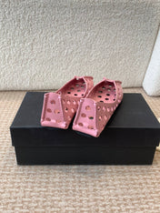 PERFO BALLET FLATS IN FLAMINGO PINK CALFSKIN
