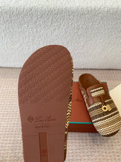 BUBBLE IN MULTICOLOR RAFFIA MIX BROWN LAMBSKIN GOLD HARDWARE