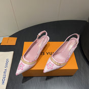 LV HIGH SLINGBACK LOGO PRINT 25S 55 MM IN LIGHT PINK CALFSKIN