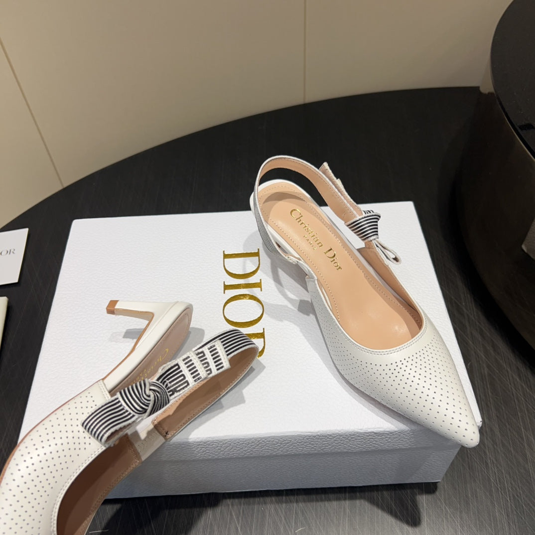 DIOR HIGH SLINGBACK 25S 50 MM IN WHITE CALFSKIN