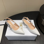 DIOR HIGH SLINGBACK 25S 50 MM IN WHITE CALFSKIN