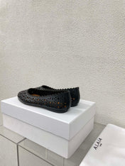 ALAIA BALLET FLAT IN BLACK MESH LAMBSKIN