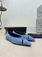 BABYLONE BALLET FLAT IN SKY BLUE SUEDE