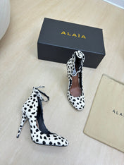 DECOLLETE PUMPS IN BLACK MIX WHITE DOTS HAIRCALF