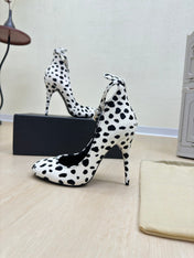 DECOLLETE PUMPS IN BLACK MIX WHITE DOTS HAIRCALF